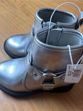 Kids Metallic Silver Ankle Boots - Stylish Toddler Shoes